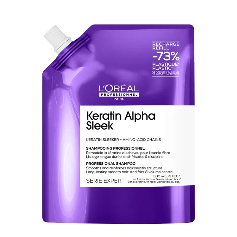 L'Oreal Professionnel Keratin Alpha Sleek Shampoo Refill Bag 500 ml