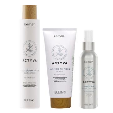 Kit Kemon Actyva Nutrizione Ricca Shampoo 250 ml + Mask 200 ml + Hydrating Milk 125 ml