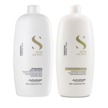 Kit Alfaparf Semi di lino Diamond Illuminating low shampoo 1000 ml + conditioner 1000 ml