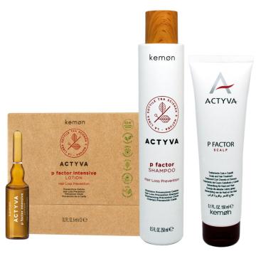 Kit Kemon Actyva P Factor Shampoo 250 ml + Scalp 150 ml + Intensive Lotion 12x6 ml