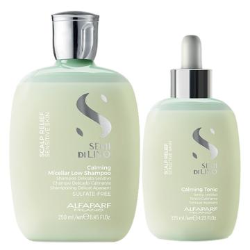 Alfaparf Semi di Lino Scalp Calming Micellar Low Shampoo 250 ml + Calming Tonic 125 ml