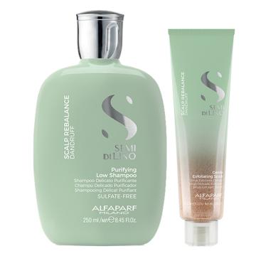 Alfaparf Semi di Lino Scalp Rebalance Purifying Low Shampoo 250 ml + Gentle Exfoliating Scrub 150 ml