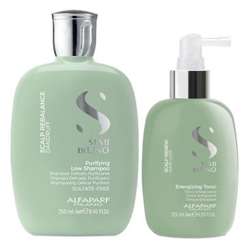 Alfaparf Semi di Lino Scalp Rebalance Purifying Low Shampoo 250 ml + Renew Energizing  Tonic 125 ml