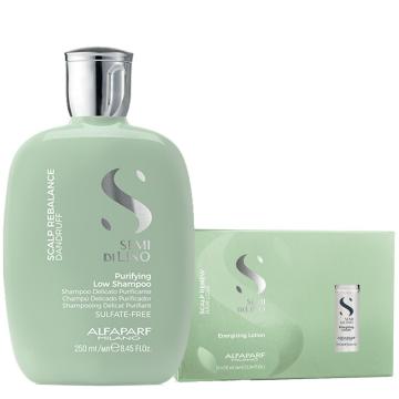 Alfaparf Semi di Lino Scalp Rebalance Purifying Low Shampoo 250 ml + Renew Energizing  Lotion 12x10 ml