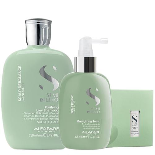 Alfaparf Semi di Lino Scalp Rebalance Purifying Low Shampoo 250 ml + Renew Energizing  Tonic 125 ml + Lotion 12x10 ml