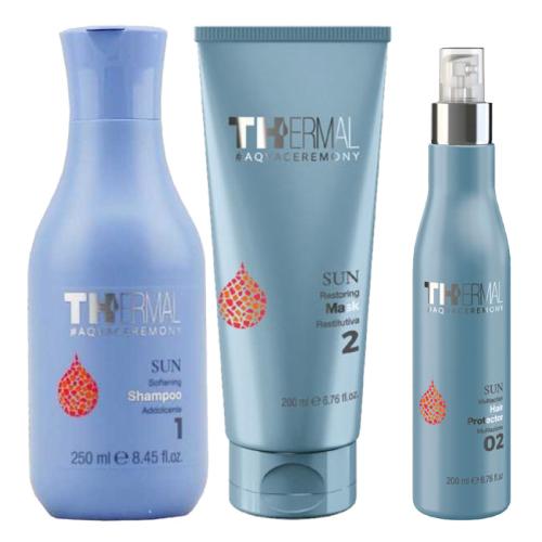 Emsibeth Thermal Sun 1 Shampoo Addolcente 250 ml+ 2 Maschera Restitutiva 200 ml+02 Spray Protettivo Multiazione 200 ml + OMAGGIO