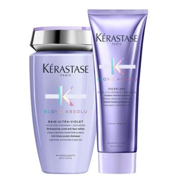 Kerastase Shampoo Blond Absolu Bain Ultra-Violet  250 ml + Conditioner Blond Absolu Cicaflash 250 ml