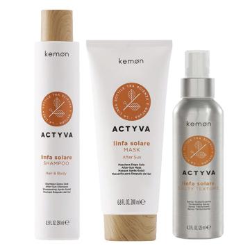 Kemon Actyva Linfa Solare Hair&Body Shampoo 250 ml + After Sun Mask 200 ml + Salty Texture 125 ml
