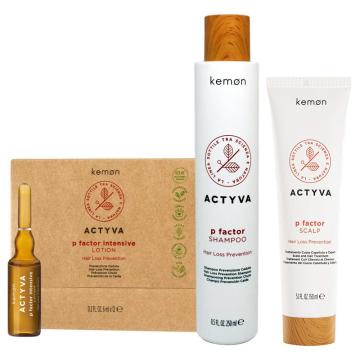 Kit Kemon Actyva P Factor Shampoo 250 ml + Scalp 150 ml + Intensive Lotion 12x6 ml