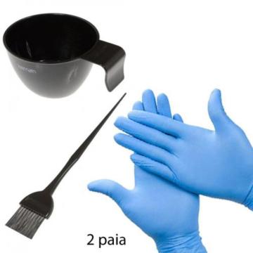 Ciotola colore + Pennello professionale + 2 paia guanti monouso in nitrile