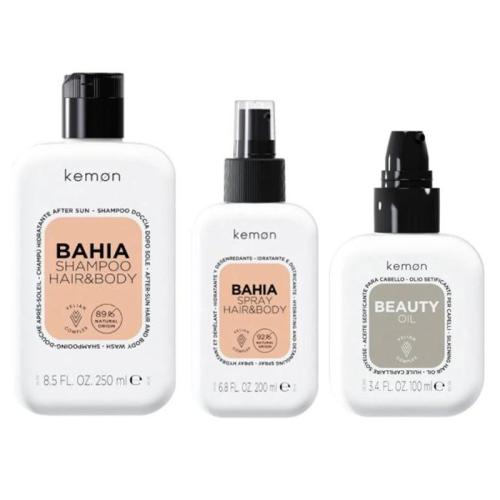 Kemon HairCare Bahia Shampoo Hair & Body 250 ml + Spray 200 ml + Beauty Oil 100 ml + spazzola in OMAGGIO