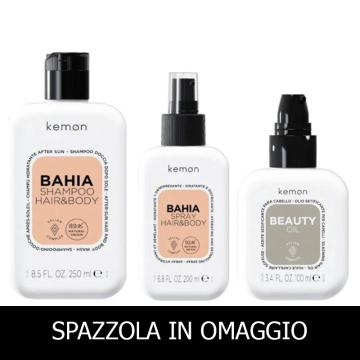 Kemon HairCare Bahia Shampoo Hair & Body 250 ml + Spray 200 ml + Beauty Oil 100 ml + spazzola in OMAGGIO
