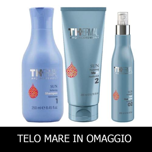 Emsibeth Thermal Sun 1 Shampoo Addolcente 250 ml+ 2 Maschera Restitutiva 200 ml+02 Spray Protettivo Multiazione 200 ml + OMAGGIO