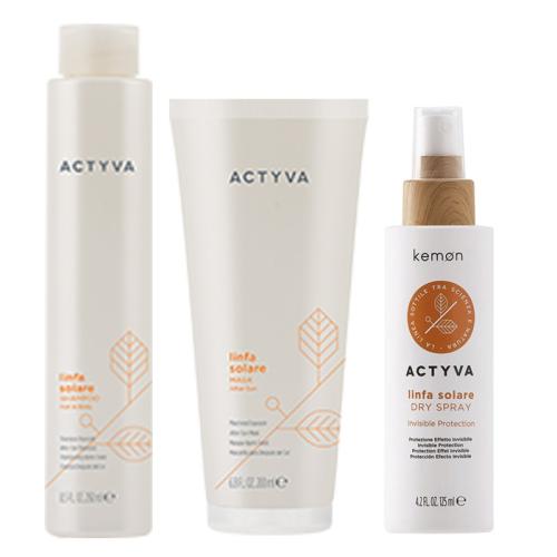 Kemon Actyva Linfa Solare Hair&Body Shampoo 250 ml + After Sun Mask 200 ml + Salty Texture 125 ml