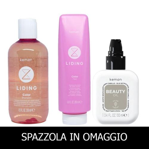 Kemon Liding Color Shampoo 250 ml + Mask 200 ml + Hair Care Beauty Oil 100 ml + SPAZZOLA IN OMAGGIO