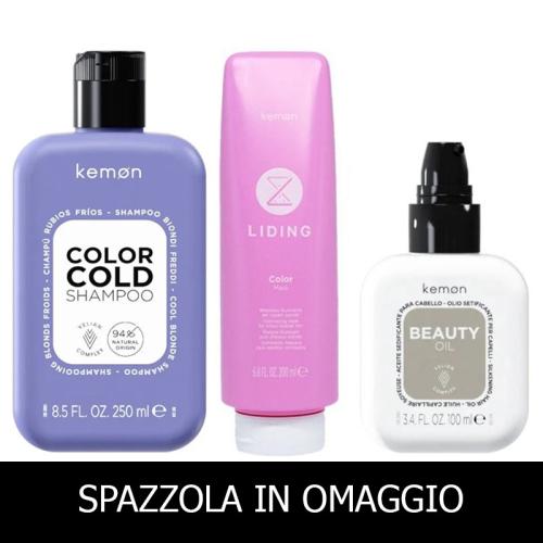 Kemon Liding Hair Care Cold Shampoo 250 ml + Mask 200 ml + Beauty Oil 100 ml + SPAZZOLA IN OMAGGIO
