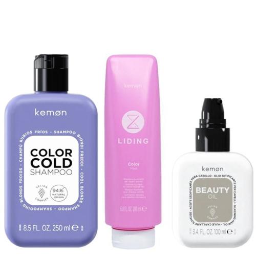 Kemon Liding Hair Care Cold Shampoo 250 ml + Mask 200 ml + Beauty Oil 100 ml + SPAZZOLA IN OMAGGIO