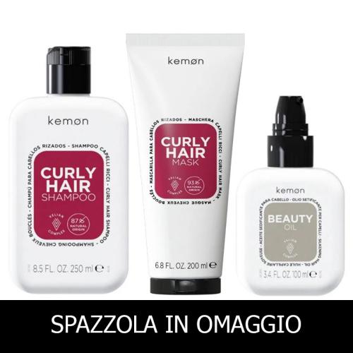 Kemon Hair Care Curly Hair Shampoo 250 ml + Mask 200 ml + Beauty Oil 100 ml + SPAZZOLA IN OMAGGIO