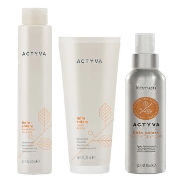 Kemon Actyva Linfa Solare Hair&Body Shampoo 250 ml + After Sun Mask 200 ml + Salty Texture 125 ml