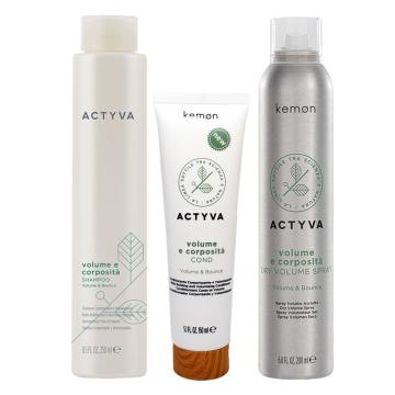 Kit Kemon Actyva Volume e Corposità Shampoo 250 ml + Cond 150 ml + Dry Volume Spray 200 ml