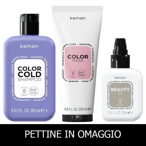 Kemon Liding Hair Care Cold Shampoo 250 ml + Mask 200 ml + Beauty Oil 100 ml + SPAZZOLA IN OMAGGIO