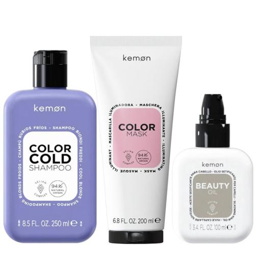 Kemon Liding Hair Care Cold Shampoo 250 ml + Mask 200 ml + Beauty Oil 100 ml + SPAZZOLA IN OMAGGIO