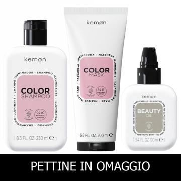 Kemon Hair Care Color Shampoo 250 ml + Mask 200 ml + Hair Care Beauty Oil 100 ml + SPAZZOLA IN OMAGGIO