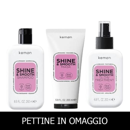 Kemon Hair Care Smooth & Shine Shampoo 250 ml + Mask 200 ml + Glow Treatment 200 ml + OMAGGIO