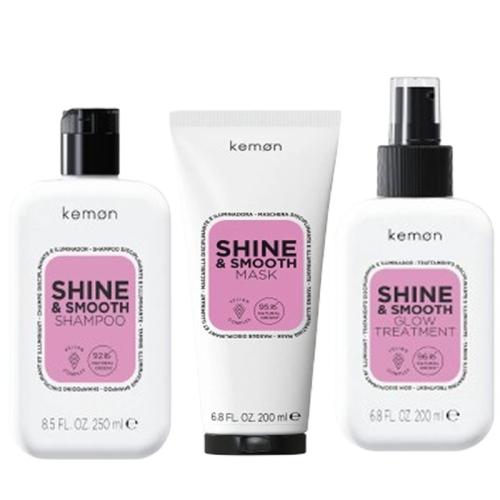 Kemon Hair Care Smooth & Shine Shampoo 250 ml + Mask 200 ml + Glow Treatment 200 ml + OMAGGIO